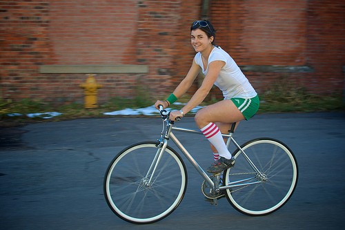 Stripey by Incase. Bicycle girl photo